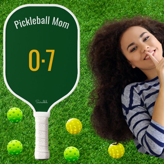 Classic Sporty Pickleball Mom Custom Name Number ピックルボールラケット