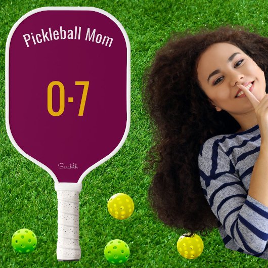 Classic Sporty Pickleball Mom Custom Name Number ピックルボールラケット