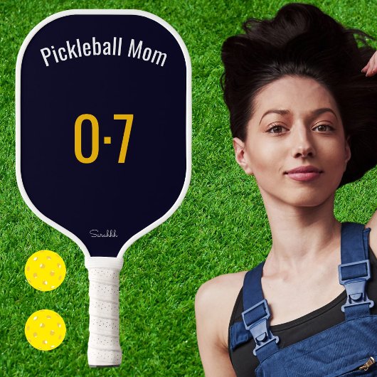Classic Sporty Pickleball Mom Custom Name Number ピックルボールラケット