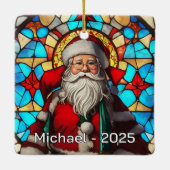 Classic Stained Glass Santa セラミックオーナメント (裏面)