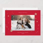 Classic Starry Night RED Christmas Photo Happy シーズンカード (正面/裏面)
