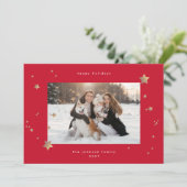Classic Starry Night RED Christmas Photo Happy シーズンカード (スタンド正面)
