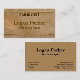 Classic Stitched Leather Real Estate Business Card 名刺