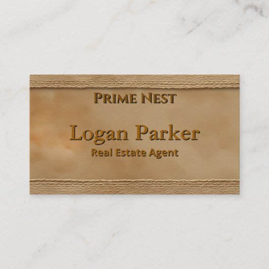 Classic Stitched Leather Real Estate Business Card 名刺 (正面)