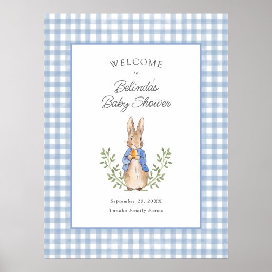 Classic Storybook Rabbit Baby Shower Welcome ポスター (正面)
