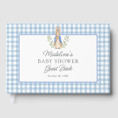 Classic Storybook Rabbit Blue Gingham Baby Shower ゲストブック (正面)