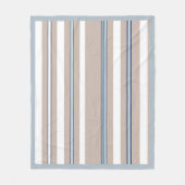 Classic Stripe Beige, white and blue  フリースブランケット (正面)
