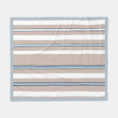 Classic Stripe Beige, white and blue  フリースブランケット (正面(横))