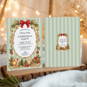 Classic Stripe Red Bow Christmas Party 招待状