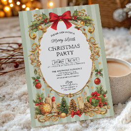 Classic Stripe Red Bow Christmas Party 招待状