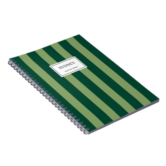Classic Striped Notebook Custom Name Journal ノートブック (右側)