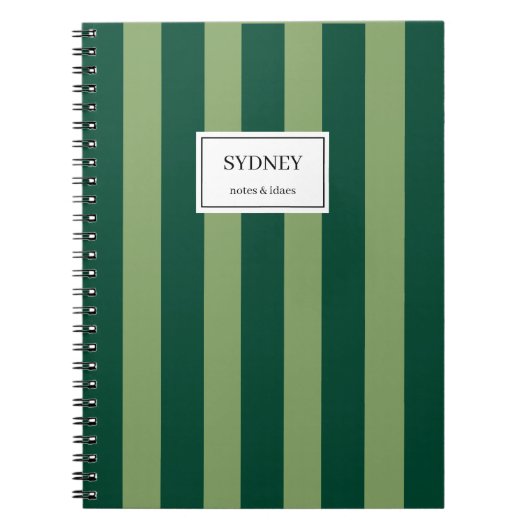Classic Striped Notebook Custom Name Journal  ノートブック (正面)