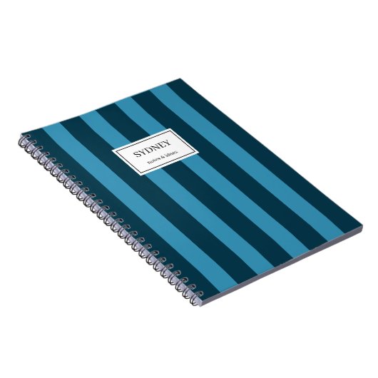 Classic Striped Notebook Custom Name Journal  ノートブック (右側)