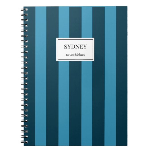 Classic Striped Notebook Custom Name Journal  ノートブック (正面)