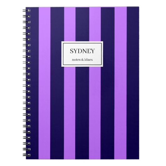 Classic Striped Notebook Custom Name Journal ノートブック (正面)