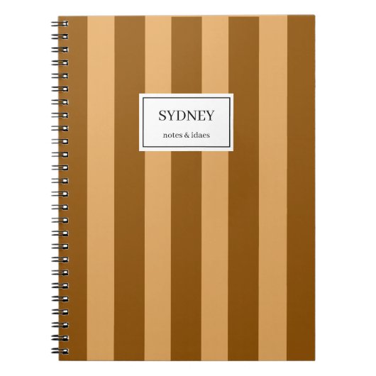 Classic Striped Notebook Custom Name Journal ノートブック (正面)