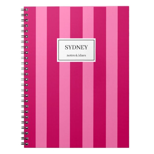 Classic Striped Notebook Custom Name Journal ノートブック (正面)