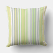 Classic Stripes Celery, Lemon, Grey Throw Pillow クッション (裏面)