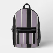 Classic Stripes Purple Black and Silver プリントバックパック (正面)