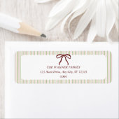 Classic Stripes Red Bow Christmas ラベル (インサイチュ)