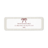 Classic Stripes Red Bow Christmas ラベル (正面)