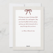 Classic Stripes Red Bow Frame Christmas Photo シーズンカード (裏面)