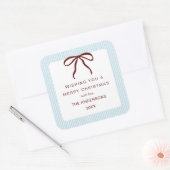 Classic Stripes Red Bow Merry Christmas スクエアシール (封筒)