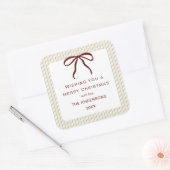 Classic Stripes Red Bow Merry Christmas スクエアシール (封筒)