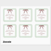 Classic Stripes Red Bow Merry Christmas スクエアシール (シート)