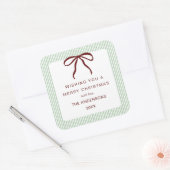 Classic Stripes Red Bow Merry Christmas スクエアシール (封筒)