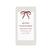 Classic Stripes Red Bow Merry Christmas ラベル (正面)