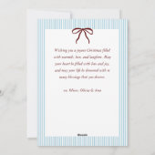 Classic Stripes Red Bow Merry Christmas Photo  シーズンカード (裏面)