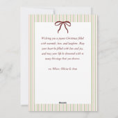 Classic Stripes Red Bow Merry Christmas Photo シーズンカード (裏面)