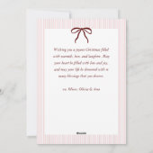 Classic Stripes Red Bow Merry Christmas Photo  シーズンカード (裏面)