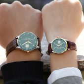 Classic style engraved couple  green 腕時計