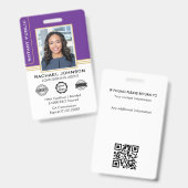 Classic Style Notary Signing Agent ID Purple Gold バッジ (正面＆裏面)