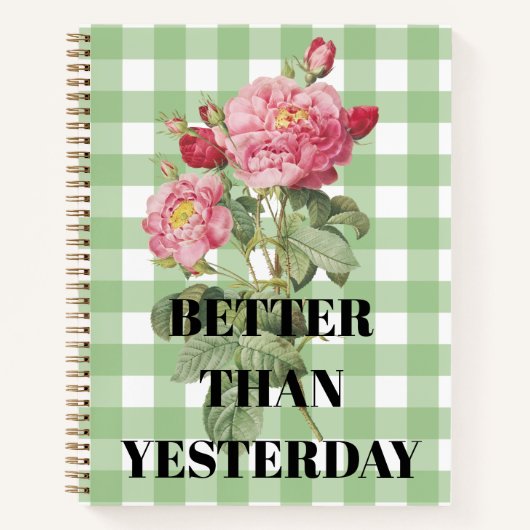 Classic style old fashioned artwork tartarn floral ノートブック (正面)