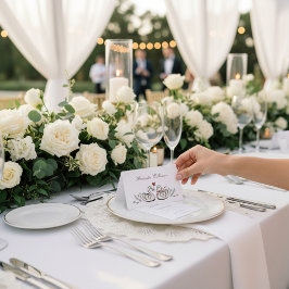 Classic Swan Monogram Pink Border Wedding テーブルナンバー