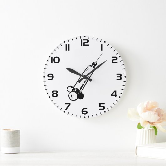 Classic Syringe Sketch Medical Equipment ラージ壁時計