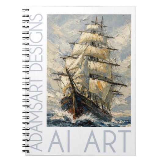 Classic Tall Ship at Sea – Impasto Nautical Art ノートブック (正面)