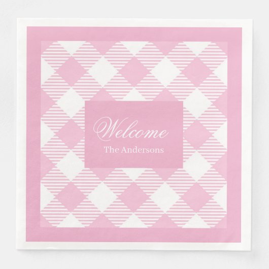 Classic Tartan Napkins Personalized Pink Style (正面)