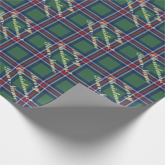 Classic tartan pattern personalized Christmas ラッピングペーパー (角)