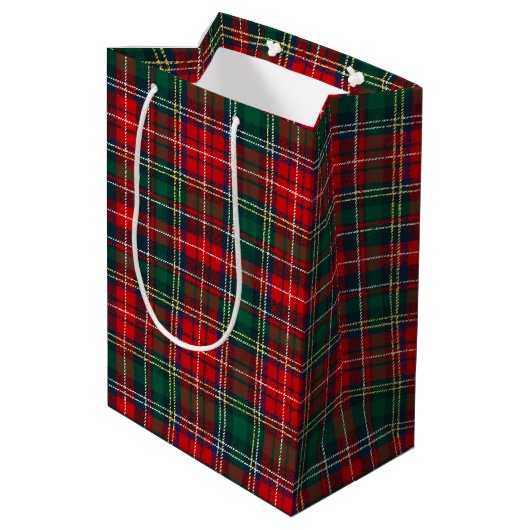 Classic Tartan Plaid Christmas ミディアムペーパーバッグ (裏面アングル)