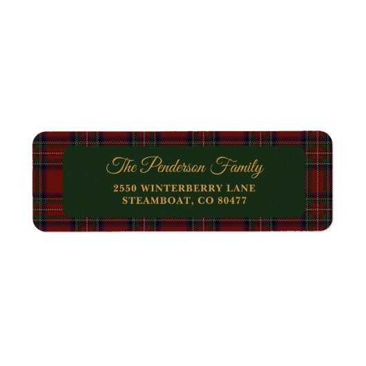 Classic Tartan Plaid Christmas Address Label ラベル (正面)