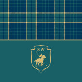 Classic Tartan Plaid Polo Equestrian Monogrammed ロングテーブルランナー