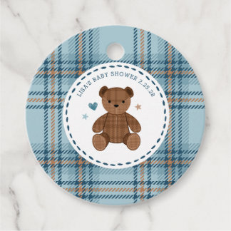 Classic Tartan Plaid Teddy Bear, Baby Boy Shower  フェイバータグ
