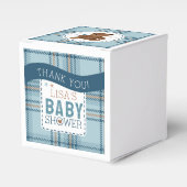 Classic Tartan Plaid Teddy Bear, Baby Boy Shower  フェイバーボックス (正面サイド)