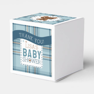 Classic Tartan Plaid Teddy Bear, Baby Boy Shower  フェイバーボックス