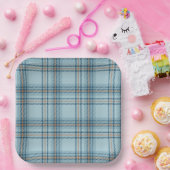 Classic Tartan Plaid Teddy Bear, Baby Boy Shower ペーパープレート (パーティー)