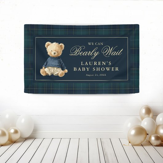 Classic Tartan Polo Bear Baby Shower 横断幕